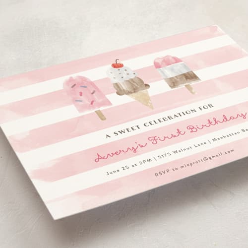 This is a bubblegum kids birthday invitations with standard by Shirley Lin Schneider called sweet treats printing on signature in postcard