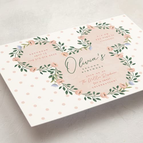 This is a clementine kids birthday invitations with standard by Susan Zinader called disney's minnie wildflower printing on signature in postcard