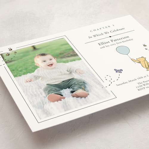 This is a cloud kids birthday invitations with standard by Heather Schertzer called disney sweetest adventure printing on signature in postcard