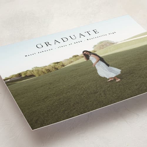 This is a pepper graduation announcements with standard by Bryanna Mehner called minimalism printing on signature in petite