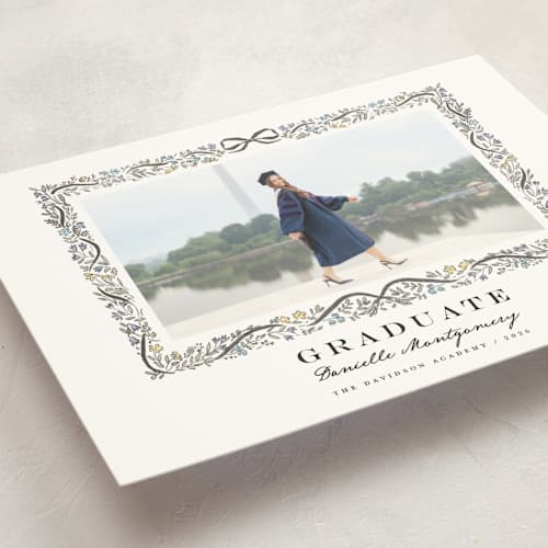 This is a ink graduation announcements with standard by Petra Kern called floristica printing on signature in petite
