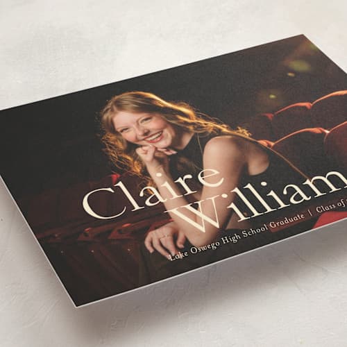 This is a milk graduation announcements with standard by Ani Somi called california printing on signature in postcard