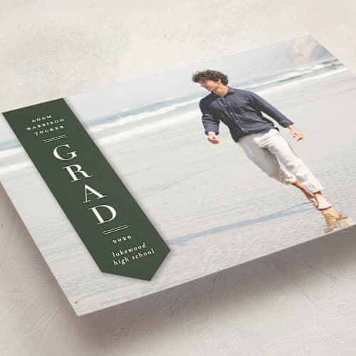 This is a pine graduation announcements with standard by Lauren Chism called classic sash printing on signature in postcard