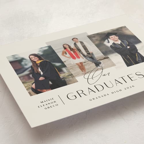 This is a clay graduation announcements with standard by Olivia Raufman called our grads printing on signature in postcard
