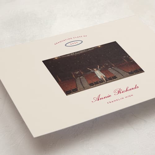 This is a sand graduation announcements with standard by Rachel Cassel called the single photo printing on signature in postcard
