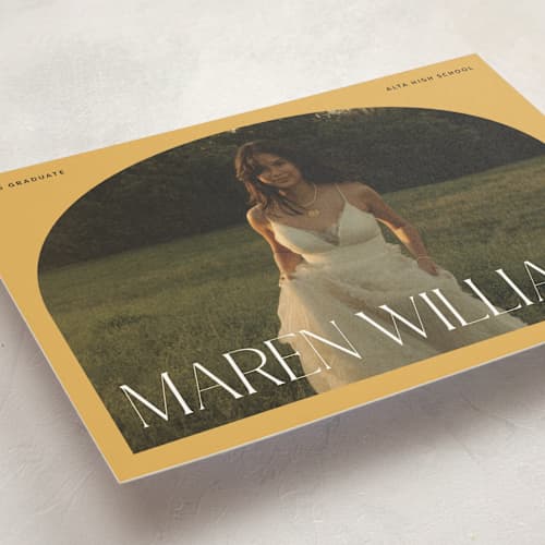 This is a sunshine graduation announcements with standard by Robert and Stella called in vogue printing on signature in postcard