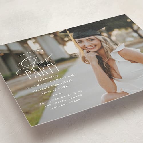This is a cotton graduation invitations with standard by Creo Study called classic party printing on signature in petite