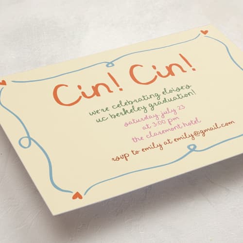 This is a verona graduation invitations with standard by Stephanie Heinrich Godbout called cin cin printing on signature in petite