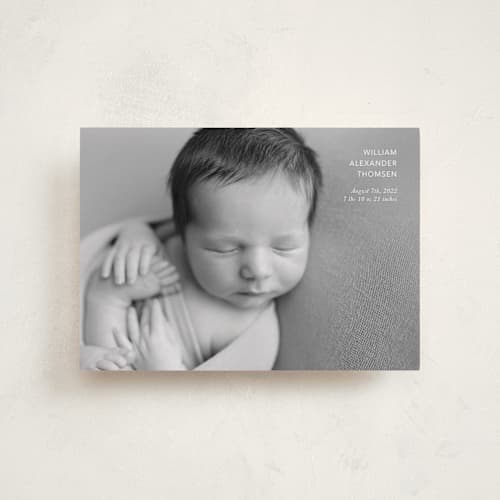 This is a cloud petite birth announcements with standard by Kristin Oliversen called simple details printing on recycled smooth signature in petite