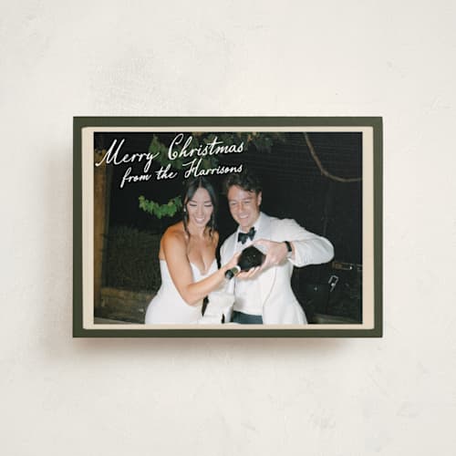 This is a forest petite holiday cards with standard by Maja Cunningham called vintage photo card printing on recycled smooth signature in petite