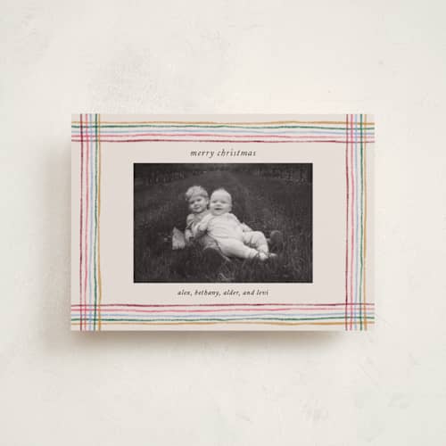 This is a gumdrop petite holiday cards with standard by Kercia Jane called merry little lines printing on recycled smooth signature in petite