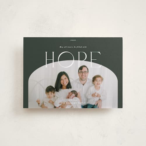This is a fir petite holiday cards with standard by Blustery August called hope printing on recycled smooth signature in petite