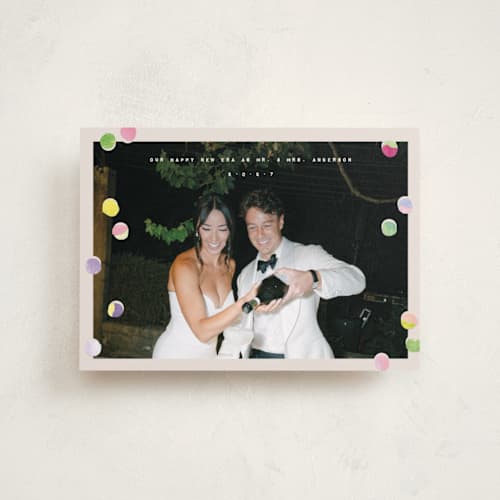 This is a cream petite holiday cards with standard by Anastasia Makarova called our new era printing on recycled smooth signature in petite