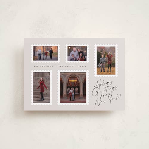This is a ivory petite holiday cards with standard by Amy Payne called stamp collection printing on recycled smooth signature in petite