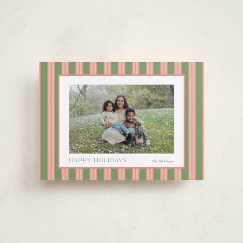 This is a azalea petite holiday cards with standard by Cindy Reynolds called southern stripes printing on recycled smooth signature in petite