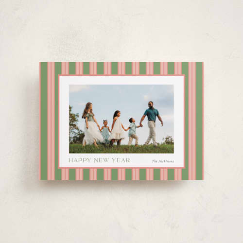 This is a azalea petite holiday cards with standard by Cindy Reynolds called southern stripes printing on recycled smooth signature in petite