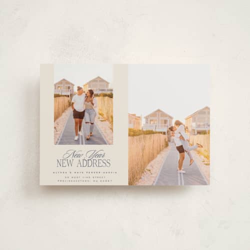 This is a sea petite holiday cards with standard by Jenna Holcomb called new home duo printing on recycled smooth signature in petite