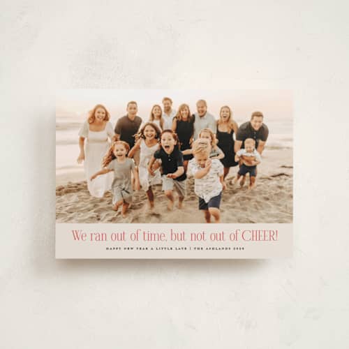 This is a eggnog petite holiday cards with standard by Erica Krystek called short on time printing on recycled smooth signature in petite