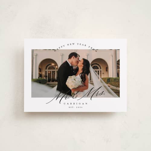 This is a veil petite holiday cards with standard by Pink House Press called mr. and mrs. printing on recycled smooth signature in petite