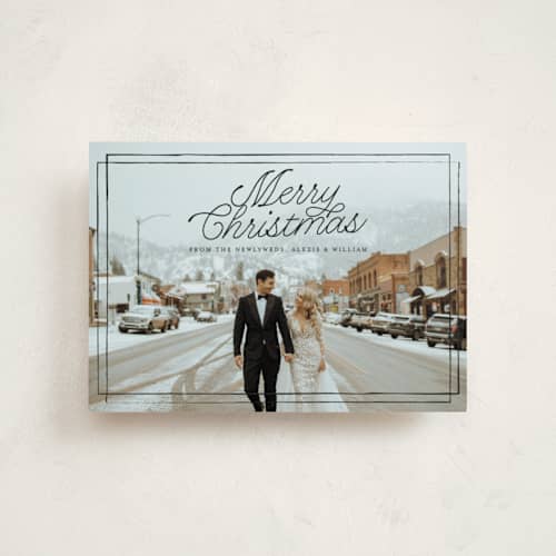 This is a ink petite holiday cards with standard by Anna Elder called a classic christmas printing on recycled smooth signature in petite