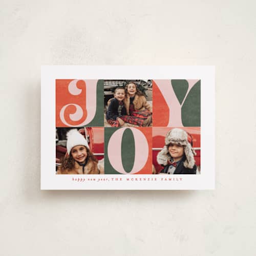 This is a gumdrop petite holiday cards with standard by Brooke Chandler called tripled joy printing on recycled smooth signature in petite