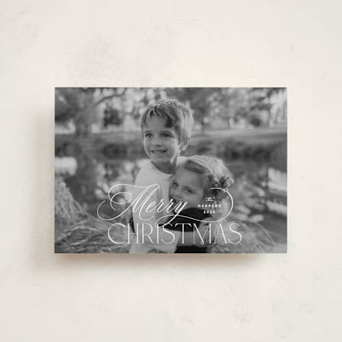 This is a snow petite holiday cards with standard by Design Lotus called holiday in type printing on recycled smooth signature in petite