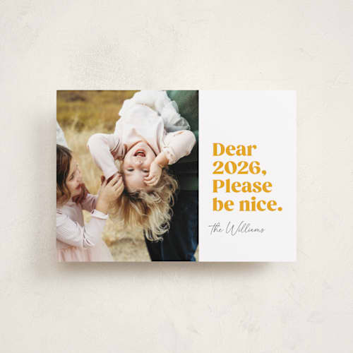 This is a snow petite holiday cards with standard by Robert and Stella called pretty please printing on recycled smooth signature in petite