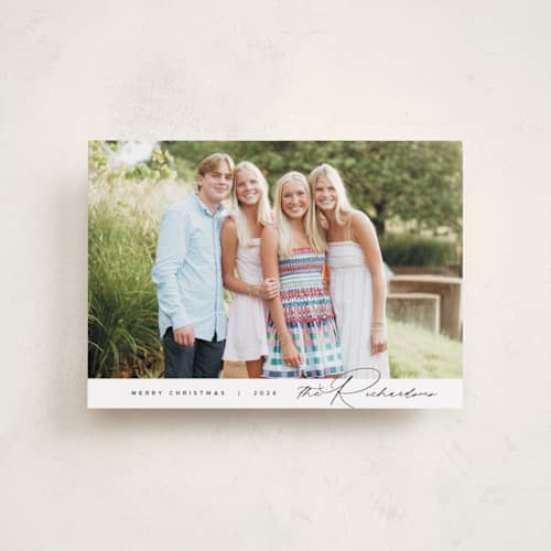 This is a snow petite holiday cards with standard by Nicoletta Savod called elegance printing on recycled smooth signature in petite