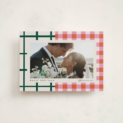 This is a gumdrop petite holiday cards with standard by Carrie ONeal called grandmas dishes printing on recycled smooth signature in petite