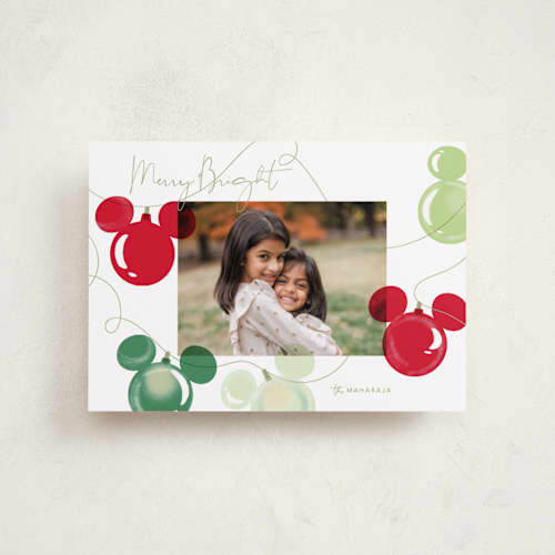 This is a moss petite holiday cards with standard by Baumbirdy called disney's mickey lights printing on recycled smooth signature in petite