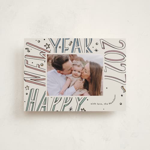 This is a pastel petite holiday cards with standard by letterfix called all fun printing on recycled smooth signature in petite