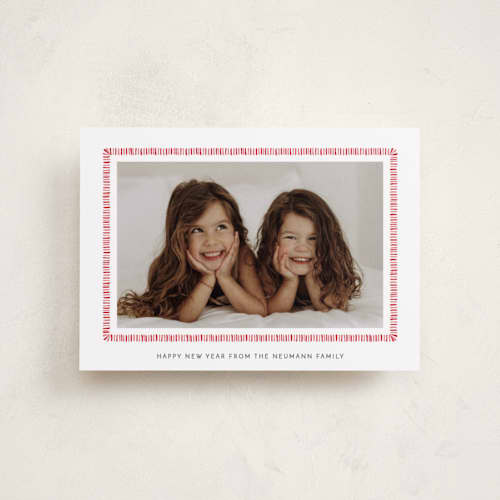 This is a candy cane petite holiday cards with standard by Sara Hicks Malone called biscuit printing on recycled smooth signature in petite