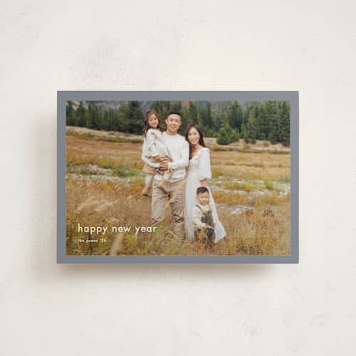 This is a slate petite holiday cards with standard by Stacey Meacham called minimalist border printing on recycled smooth signature in petite