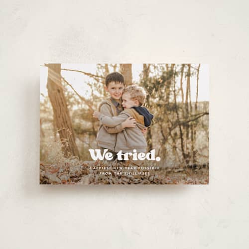 This is a snowy night petite holiday cards with standard by Itsy Belle Studio called we tried. printing on recycled smooth signature in petite