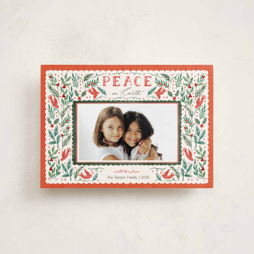 This is a cherry petite holiday cards with standard by Elly called peaceful garden printing on recycled smooth signature in petite
