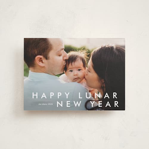 This is a cotton chinese new year cards with standard by Stacey Meacham called happy moments printing on recycled smooth signature in petite