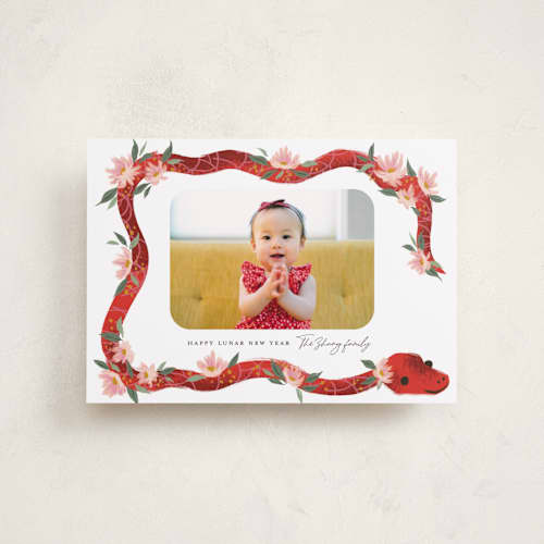 This is a blossom chinese new year cards with standard by Jackie Crawford called little new year snake printing on recycled smooth signature in petite