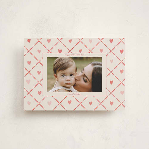 This is a sand valentines day with standard by Daisyworks Studio called lattice of love printing on recycled smooth signature in petite