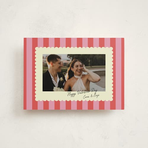 This is a raspberry valentines day with standard by Helena Vitto called nice stripes printing on recycled smooth signature in petite