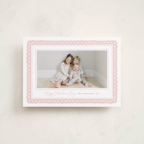 This is a petal valentines day with standard by Michelle Taylor called scallop hearts printing on recycled smooth signature in petite