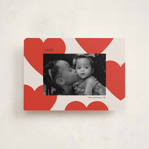 This is a cherry valentines day with standard by Morgan Kendall called floating hearts printing on recycled smooth signature in petite