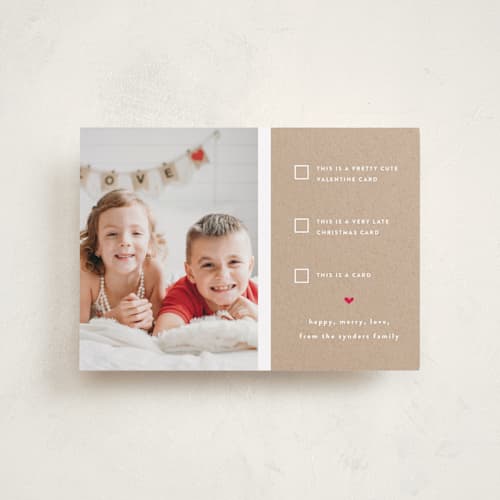 This is a kraft valentines day with standard by Susan Brown called pick one printing on recycled smooth signature in petite