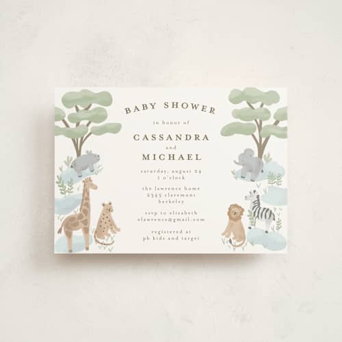 This is a air baby shower postcards with standard by Jennifer Holbrook called little animal world printing on signature in postcard