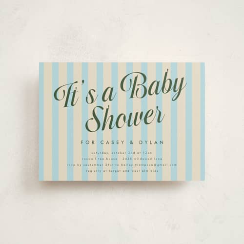 This is a cream soda baby shower postcards with standard by Morgan Kendall called soda shoppe printing on signature in postcard