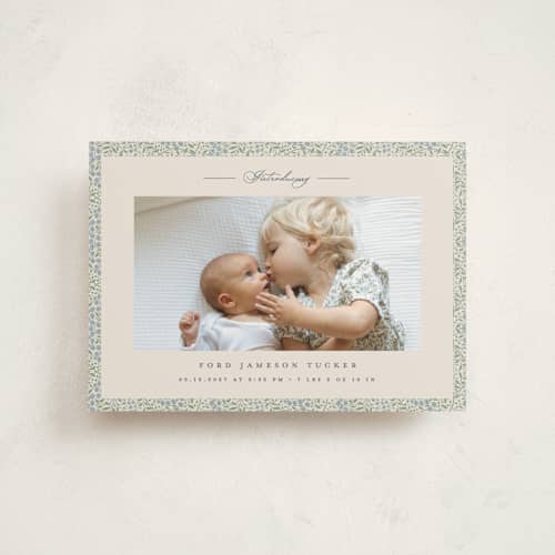 This is a meadow petite birth announcements with standard by Erica Krystek called parisienne printing on signature in petite