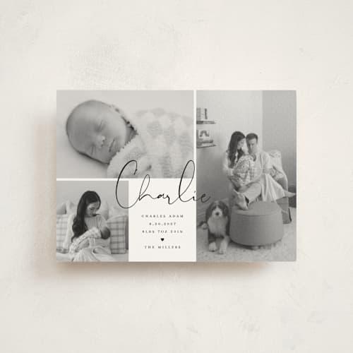 This is a night petite birth announcements with standard by Michelle Taylor called trio of love printing on signature in petite