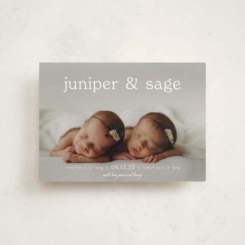 This is a cloud petite birth announcements with standard by Brittany Braithwaite called sweet nostalgia printing on signature in petite
