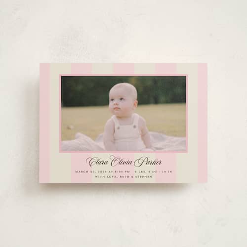 This is a fragola petite birth announcements with standard by Megan Davis called gelato printing on signature in petite