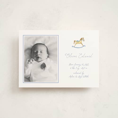 This is a powder petite birth announcements with standard by Pati Cascino called ternure printing on signature in petite