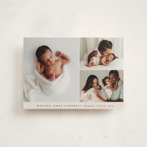 This is a cloud birth announcement postcards with standard by Brianne Larsen called sweet three printing on signature in postcard